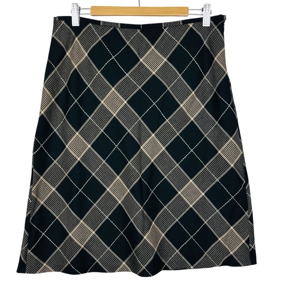 Ann Taylor LOFT Y2K Plaid Wool A Lined Lightweight Cottagecore Skirt Black Tan - Picture 4 of 10
